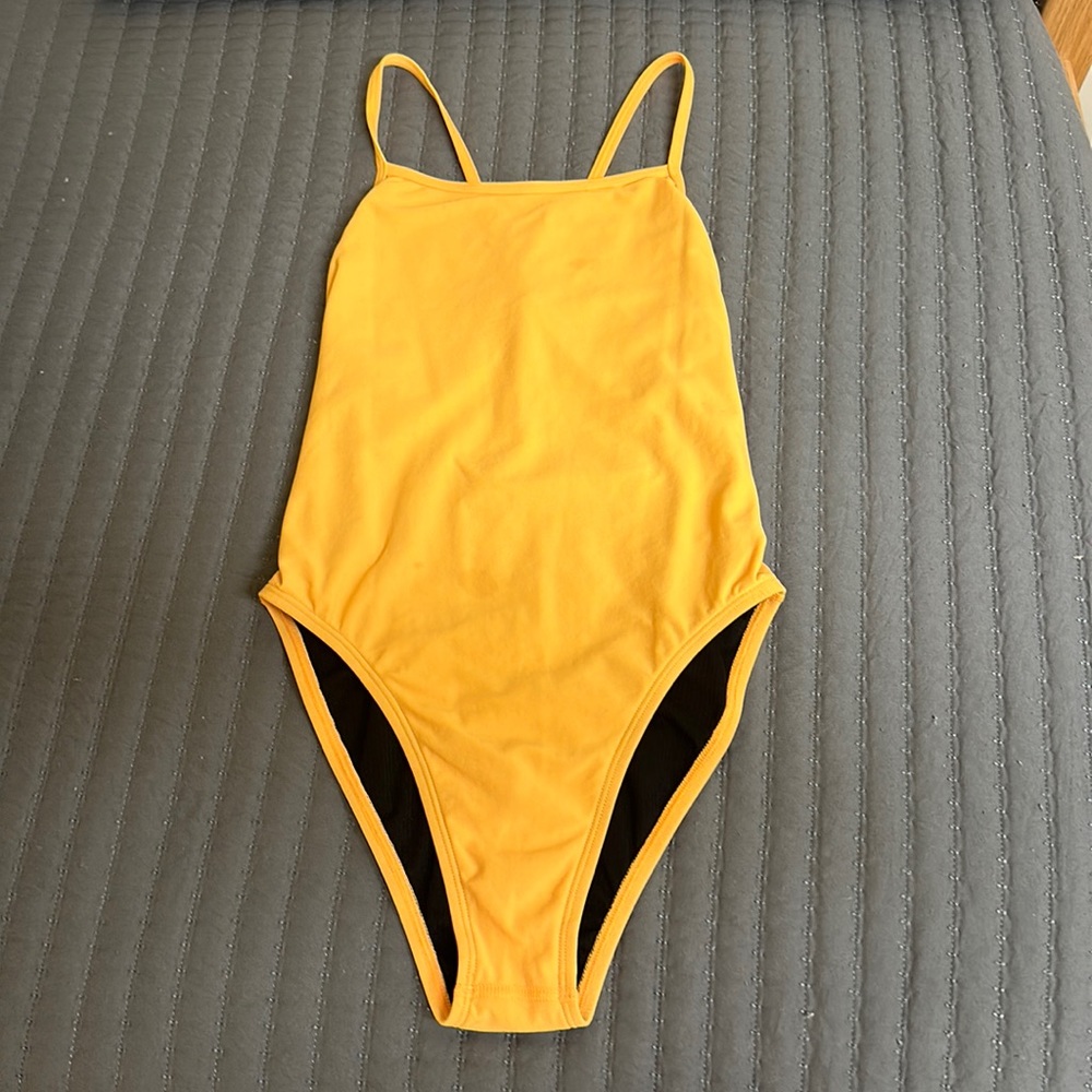 Jolyn Perry Fixed Back Mango Color Practice Swimsuit Size 30